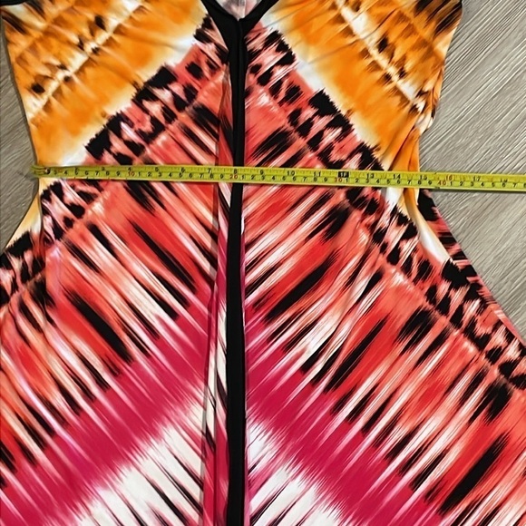 Peter Nygard Women’s Midi Dress Size 10 Pink Abstract Asymmetrical Lagenlook - Picture 11 of 14